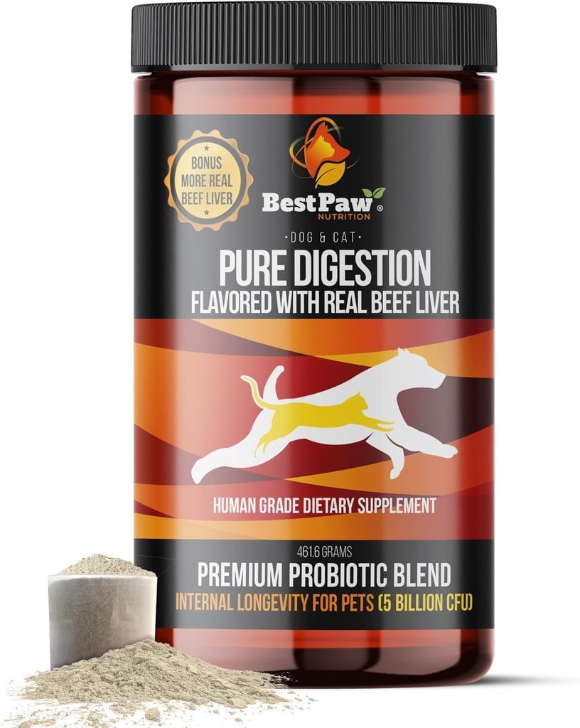 Premium Dog & Cat Prebiotic Prebiotic & Digestive Enzymes 5 Billion CFU Органично масло от куркума Coconut Pure Tube & Kelp за здрави Bowels Gut & UTIs Черен дроб Аромат на говеждо месо