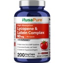 Lycopene & Lutein Complex, Non-GMO, 60mg, 200 Veg Capsules - 200 Servings | Vegan Formulation, Lutein Proprietary Complex with BioPerine, Suitable for Adults, Made in a cGMP Registered Facility USA