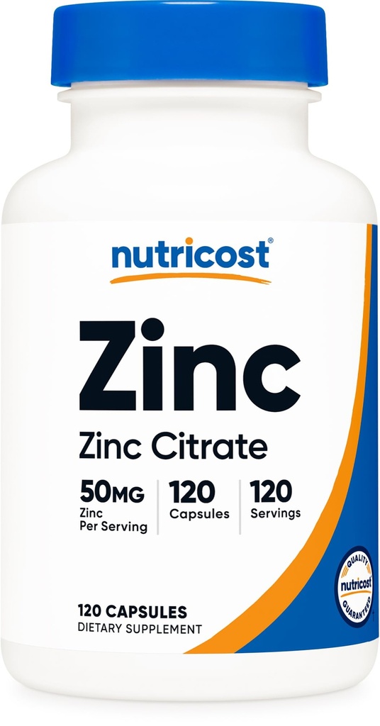 Nutricost Zinc Citrate (50 mg) 120 Capsules - Zinc Citrate Supplement for Men & Women, Vegan