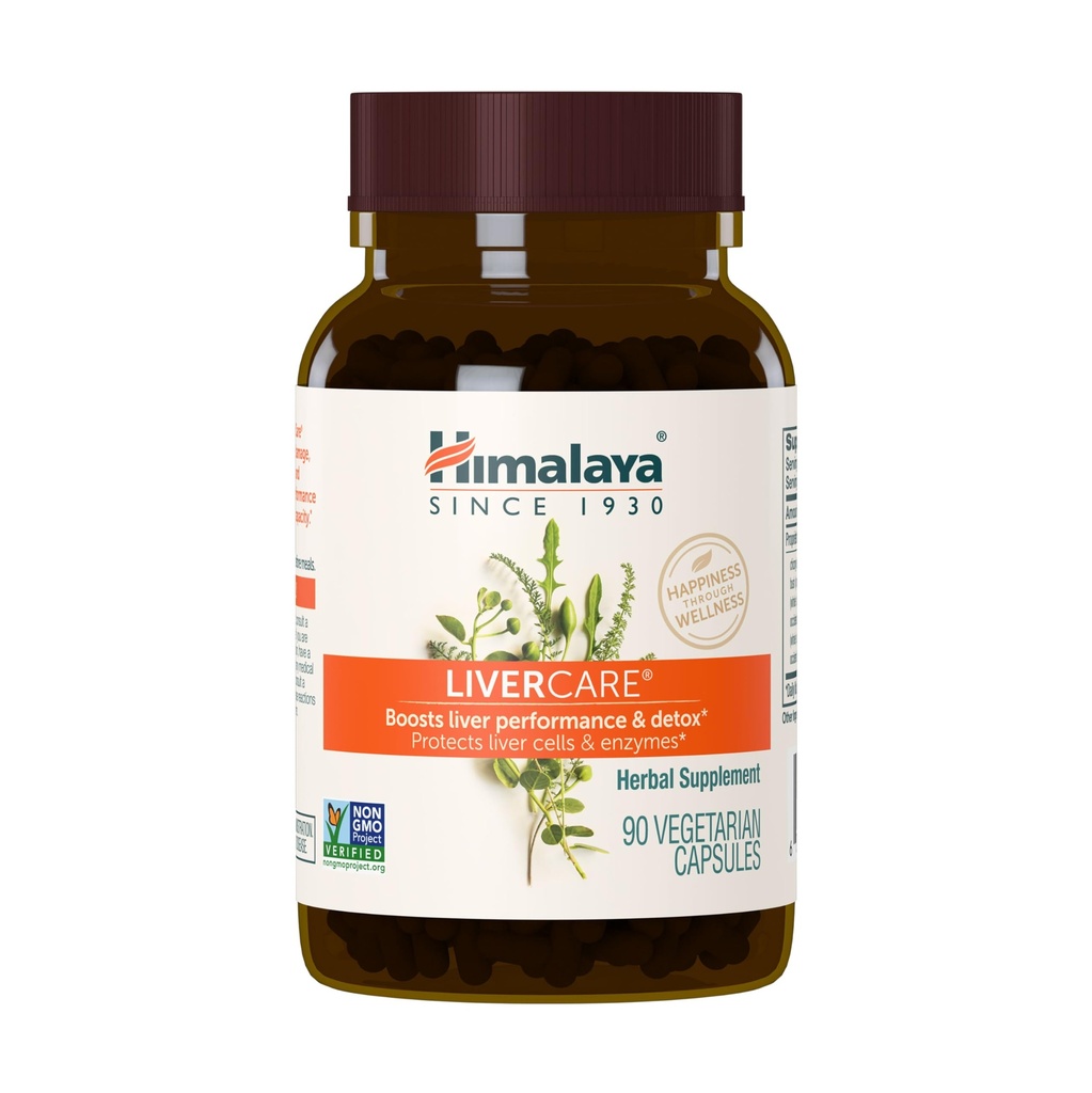 Himalaya LiverCare for Total Liver Support, Cleanse and Detox, Protects Cells & Enzymes, 375 mg, 180 Capsules, 90 Day Supply