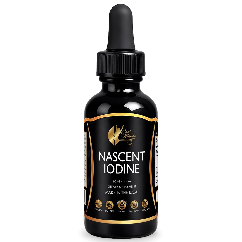 Cocó March N.M.D Nascent-Magnetized Iodine High Concentration, Thyroid & Metabolism Support, Gluten Free, Keto Friendly, Dairy Free, Soy Free, GMO Free, 1050 mcg Per Serving, 1 Fl Oz - 500 Servings