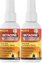 Betadine Antiseptic First Aid Spray,Povidone-Iodine 5%,Infection Protection,Kills Germs in Minor Cuts Scrapes and Burns,No Sting Promise,No Alcohol or Hydrogen Peroxide,3 FL OZ,(Pack of 2)