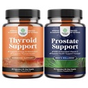 Bundle of Herbal Thyroid Support Complex - Potent Kelp Iodine with L Tyrosine Bladderwrack Selenium Ashwagandha and Herbal Prostate Supplement for Men - Saw Palmetto Extract Beta Sitosterol Green Tea