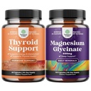 Bundle of Herbal Thyroid Support Complex - Potent Kelp Iodine with L Tyrosine Bladderwrack Selenium Ashwagandha and Pure Magnesium Glycinate Supplement 400mg Per Serving for Mood Sleep and Relaxation