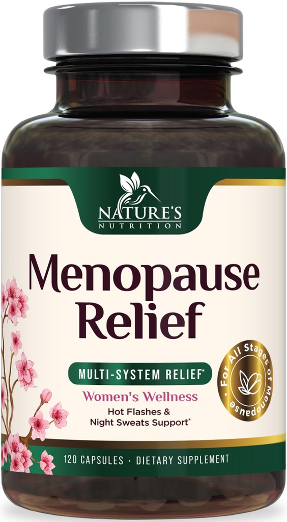 Menopause Supplement for Women - Natural Menopause Relief Support for Mild Hot Flashes & Night Sweats - Best Probiotics for Women, Dong Quai, Black Cohosh, Ashwagandha - Bottled in USA - 120 Capsules