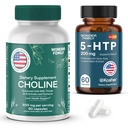 WONDER FAMILY Maximal Focus Bundle - Choline Bitartrate 500MG for Focus & Memory, 5-HTP Supplement for Energy - 60 5HTP 200MG Capsules, 60 Choline Capsules