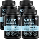 15-in-1 Mood Support Supplement - 5HTP 200mg Capsules with L-Theanine, Magnesium, Ashwagandha, GABA Supplements, 5 HTP Supplements with St. John's Wort and L-Tryptophan - 1145mg (90 Count, Pack of 4)