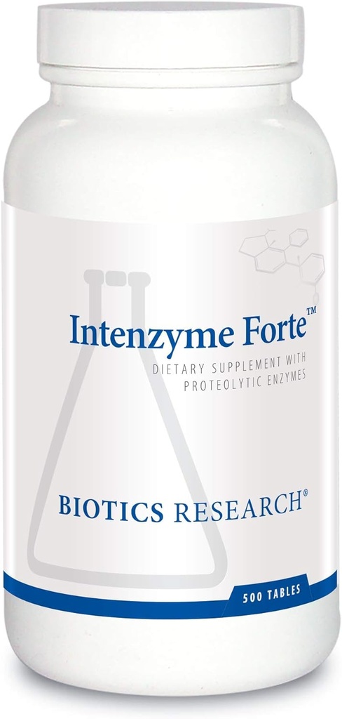 Biotics Research Intenzyme Forte TM Enzimas proteolíticos, Pancreatina, Bromelain, Papain, Lipase, Amylase-Supplement soporta unha dixestión das proteínas saudables - mmune & Circulatory Función 500 Tablets