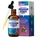 Liquid Potassium Citrate Supplement, Potassium 1000mg Drops for Women & Men, with Zinc Citrate, Vitamin B6, Sodium & Taurine, High Potassium Electrolytes, 2 Fl Oz