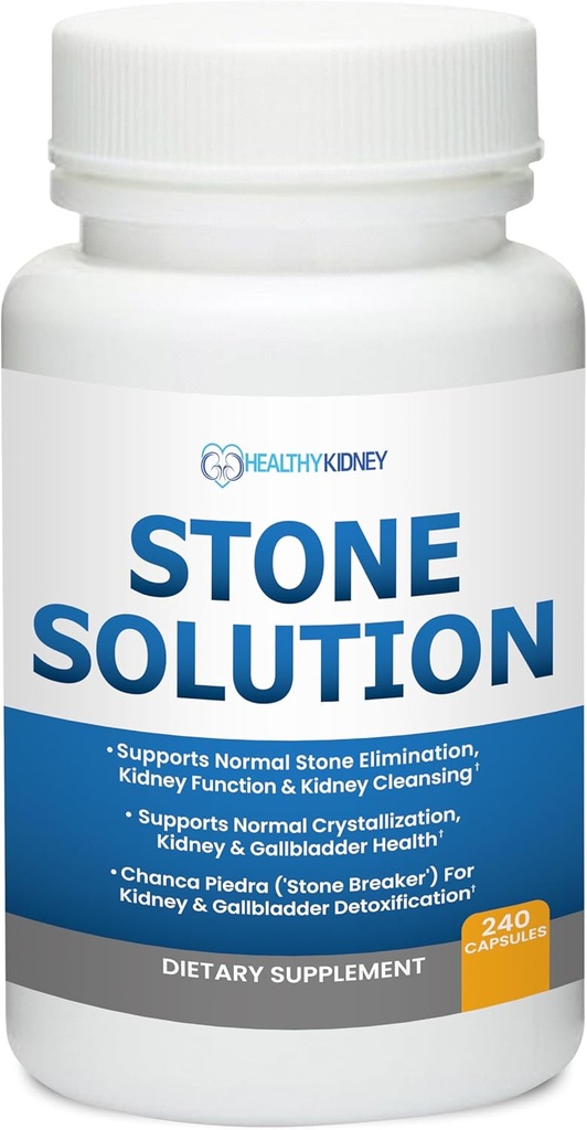 Stone Solution Capsules- Natuurlijke Oplosser, Niersteen Ondersteuning & Nierreiniger, 60 Servings + Bio Fiber, Nier Reiniging Detox & Repair - Restoratieve Nier Ondersteuning & Niersupplement, 2.5LBS