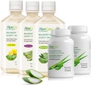 AloeCure Organic Aloe Vera Gremošanas komplekts - 5 Iepakojums - Vīnogu, Dabiskas, Citronu Uzliesmojuma Sulice, 2pcsxAloe Vera Kapsulas 60caps