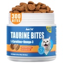 6.35 oz Cat Taurine Bites - Taurine for Cats with L-Carnitine, Omega 3 and Vitamins - Supports Immune, Heart and Eyes Health Cat Supplements 300 Bites | Rich Taurine, L-Carnitine,Omega-3,Support Heart, Immune & Eye Health. Daily Supplement Chews For Cats