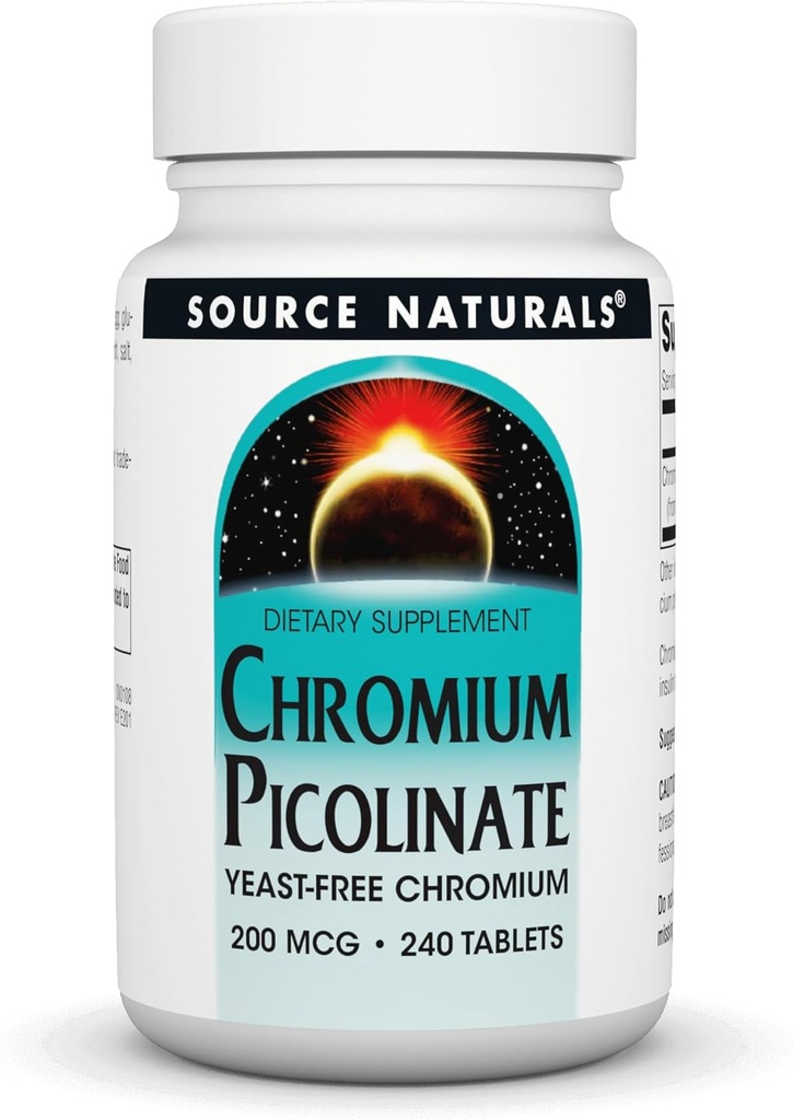 SOURCE NATURALS Chromo pikolinatas 200 Mcg tabletė, 240 Skaičiavimas