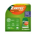 Zyrtec 24 Hour Allergy Medicine Tablets, Indoor & Outdoor Allergy Pills, Non Drowsy Antihistamine, 10 mg Cetirizine HCI, Relief from Runny Nose, Sneezing, Itchy & Watery Eyes, 75 ct