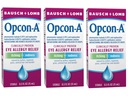 Opcon-A Allergy Eye Drops, Antihistamine and Redness Relief for Itchy, Red Eyes, Soothes Irritation from Pollen, Ragweed, Grass, Animal Hair & Dander, Clinically Proven Formula, 0.5 Fl Oz (Pack of 3)