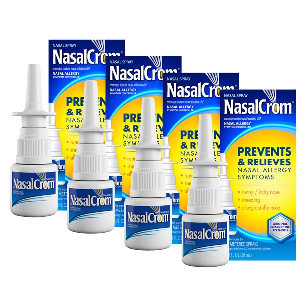 NasalCrom Nasal Spray Allergy Symptom Controller | 200 Sprays | .88 FL OZ (4 Pack)