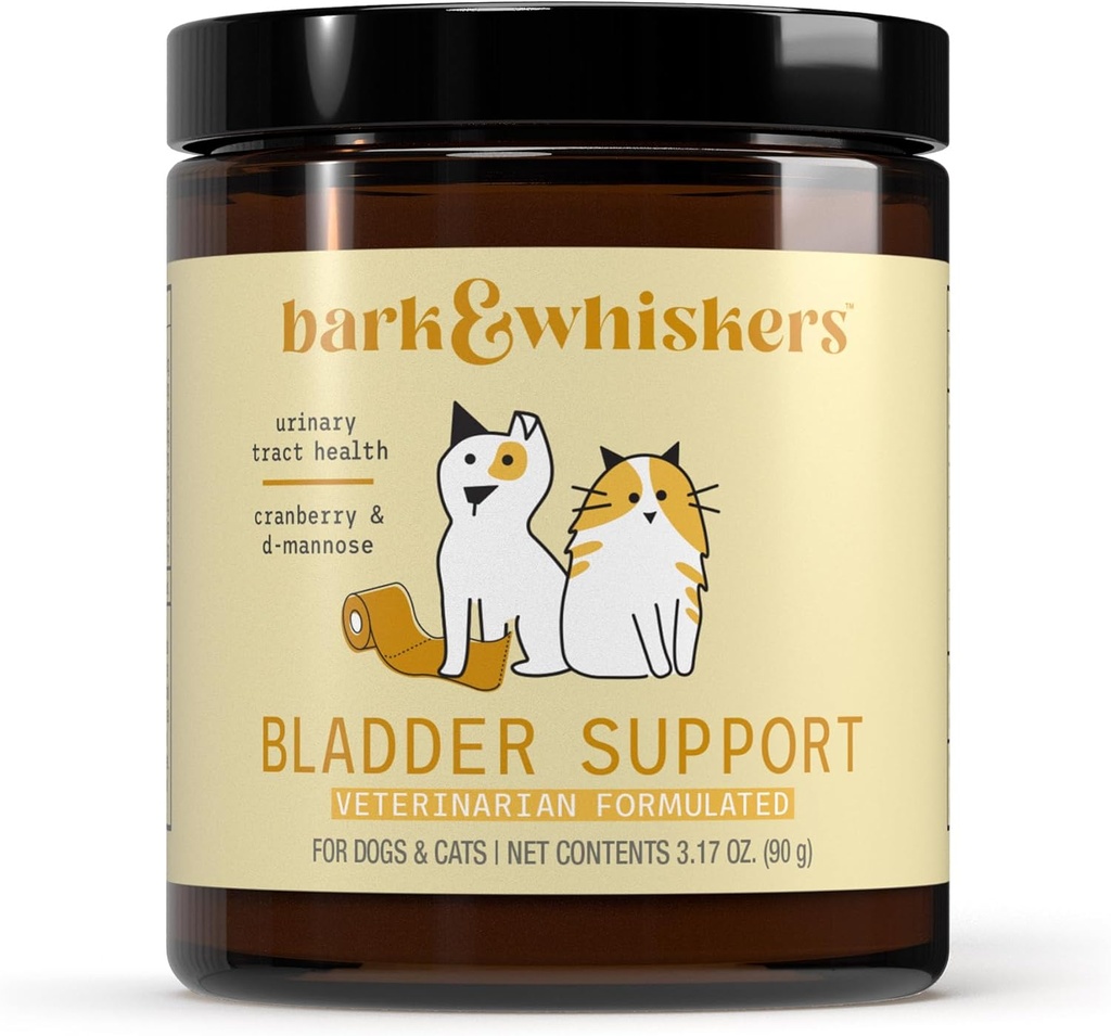 Bark & Whiskers Bladder Support, 3.17 Oz. (90 g), 90 Scoops, ondersteunt Urinaire Tract Health, met Cranbery & D-Mannose, Vet Geformuleerd, Niet-GMO, Dr. Mercola