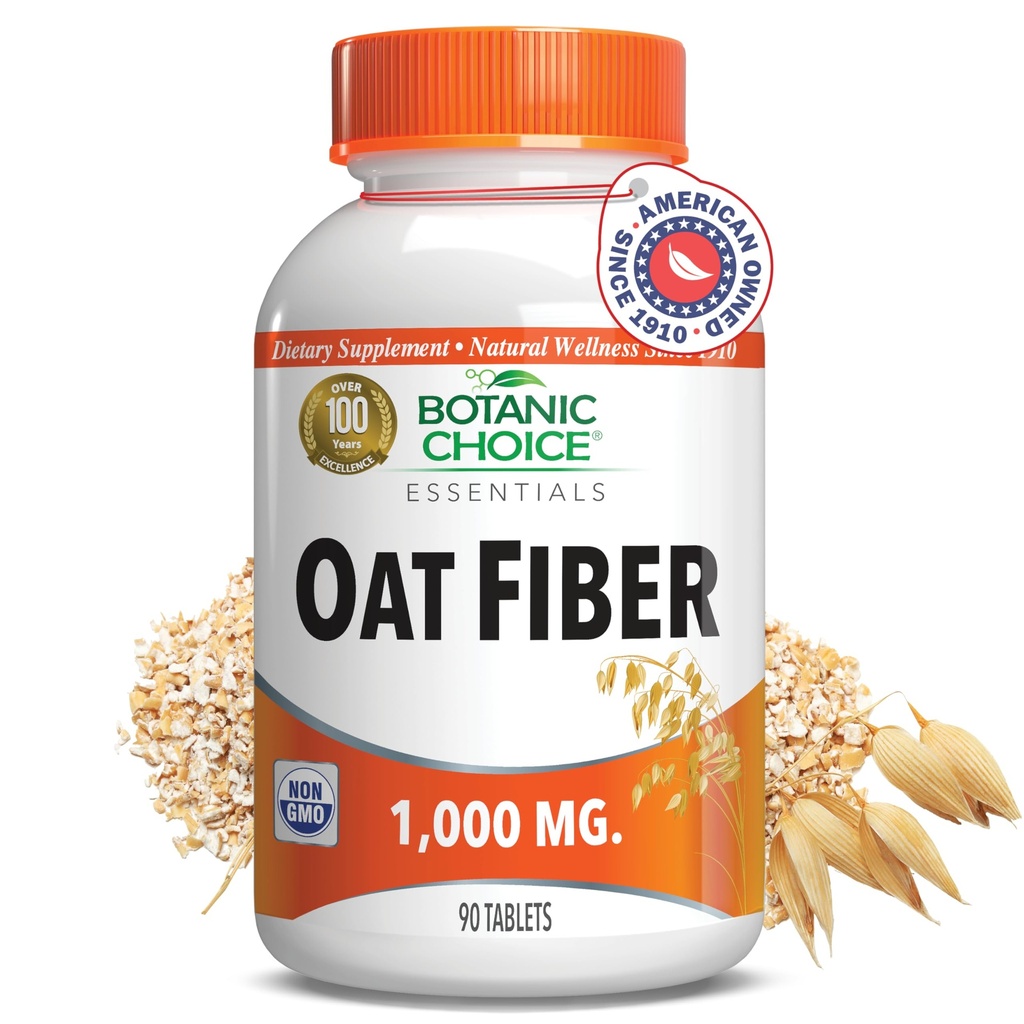 Botanic Choice Oat Fiber 1000mg 90 Tablets Digestive Support Regularity | Natural Dietary Supplement for Women and Men; Easy-to-Swallow Daily Formula That Helps Maintain Gut Health and Comfort