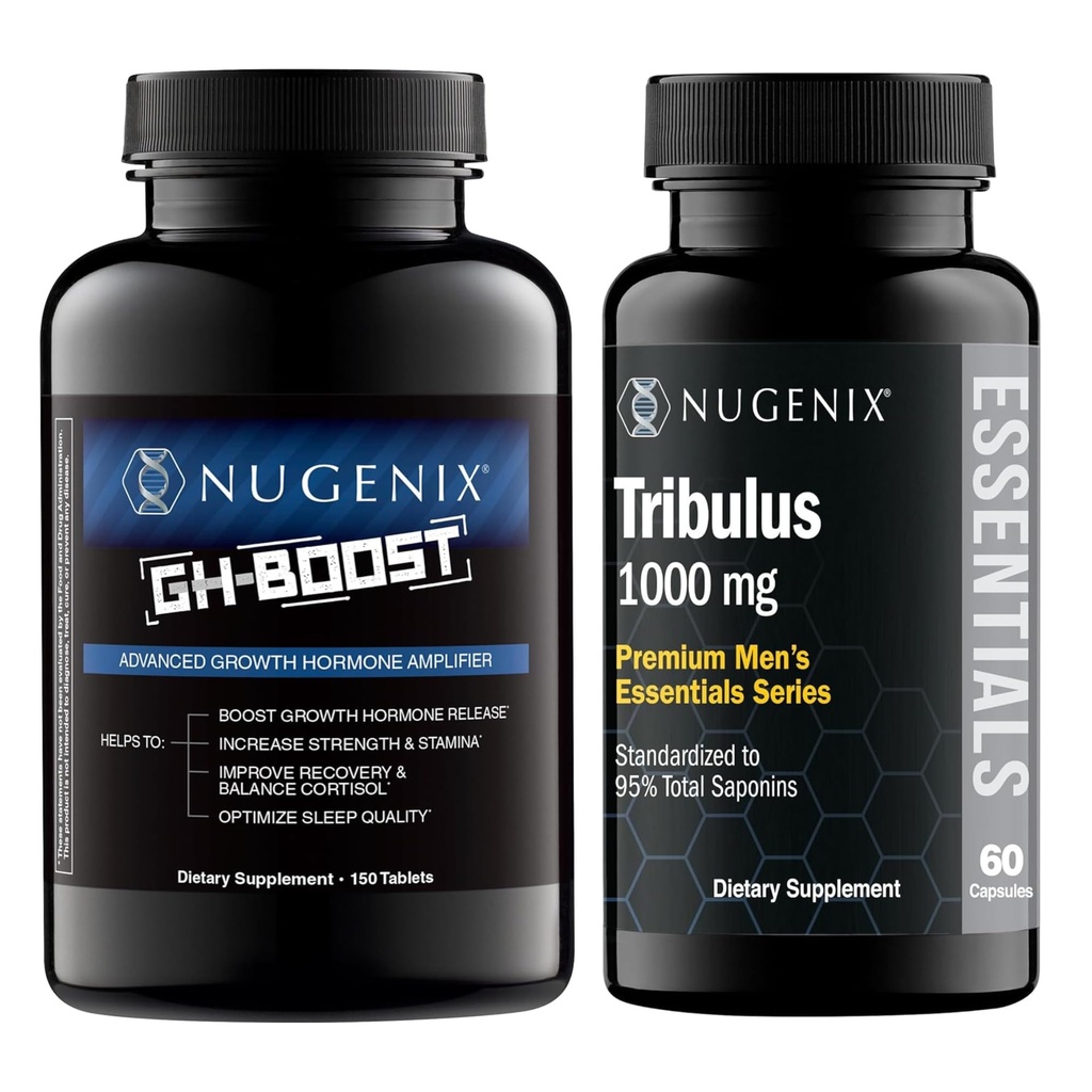 Nugenix Essentials Tribulus Terrestris and GH-Boost Advanced HGH Boosting Supplement for Men