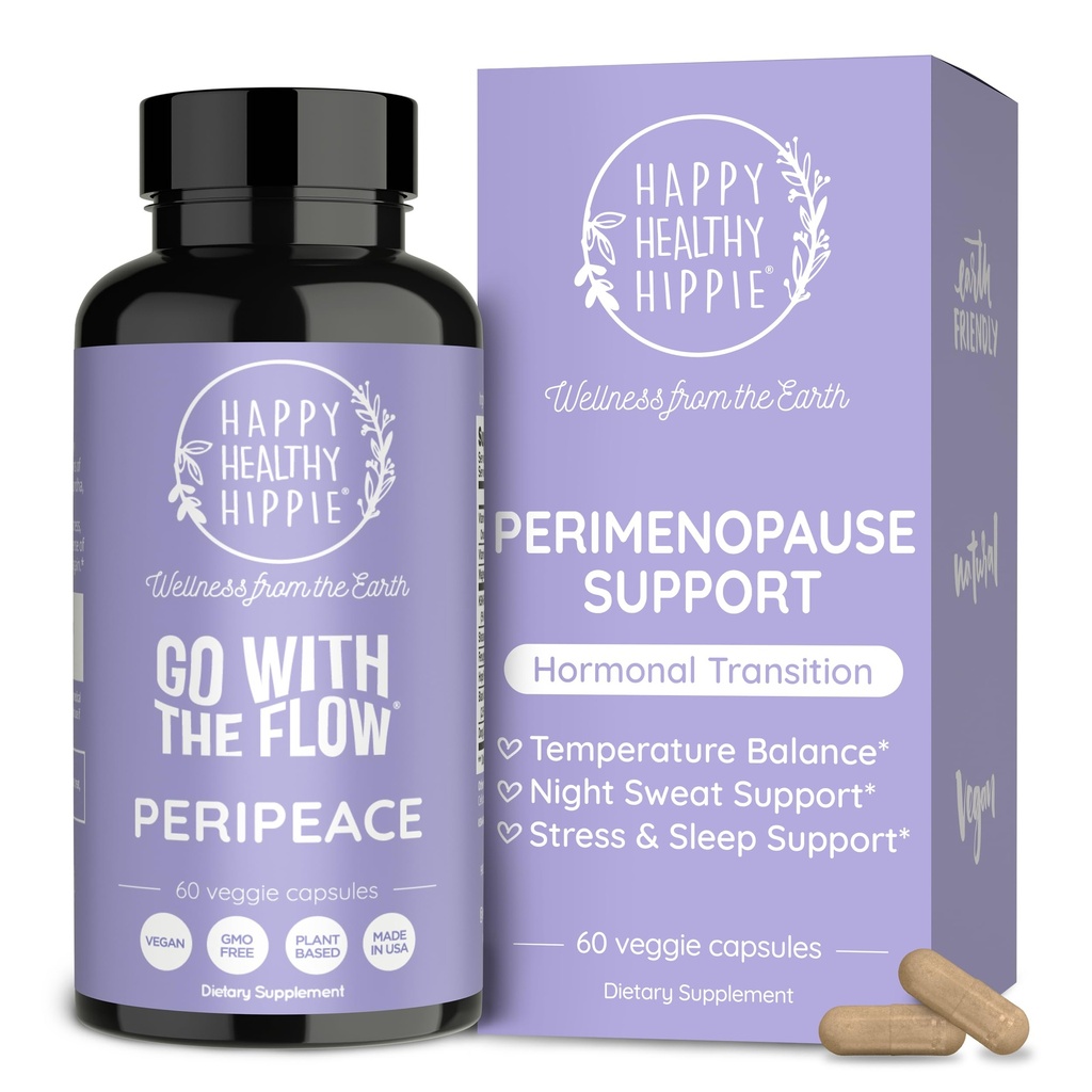 Perimenopause Supplements for Women - Hot Flash, Night Sweat, Mood & Sleep Support | Vegan Hormone Balance Capsules with KSM-66 Ashwagandha, Shatavari & Black Cohosh | Estrogen-Free, 60ct