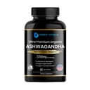 Organic Ashwagandha Capsules 2250 mg, Ashwagandha Supplement with MCT Oil Powder & Black Pepper Extract, High Potency Ashwagandha Root Extract for Stress Relief, Energy & Mood Support, 90 Capsules