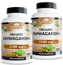 NaturaLife Labs Organic Ashwagandha 2100 mg per Serving – Full Spectrum Root Powder and Standardized Extract (Withanolides) – 100 Capsules – Vegan – Non-GMO, Gluten-Free (2 Pack)