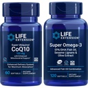 Life Extension Super Ubiquinol Coq10, 100 Mg, 60 Softgels | Super Omega-3 Epa/dha Fish Oil, 120 Softgels | Heart & Brain Health Supplements, Inflammation Management, Anti-Aging Support.