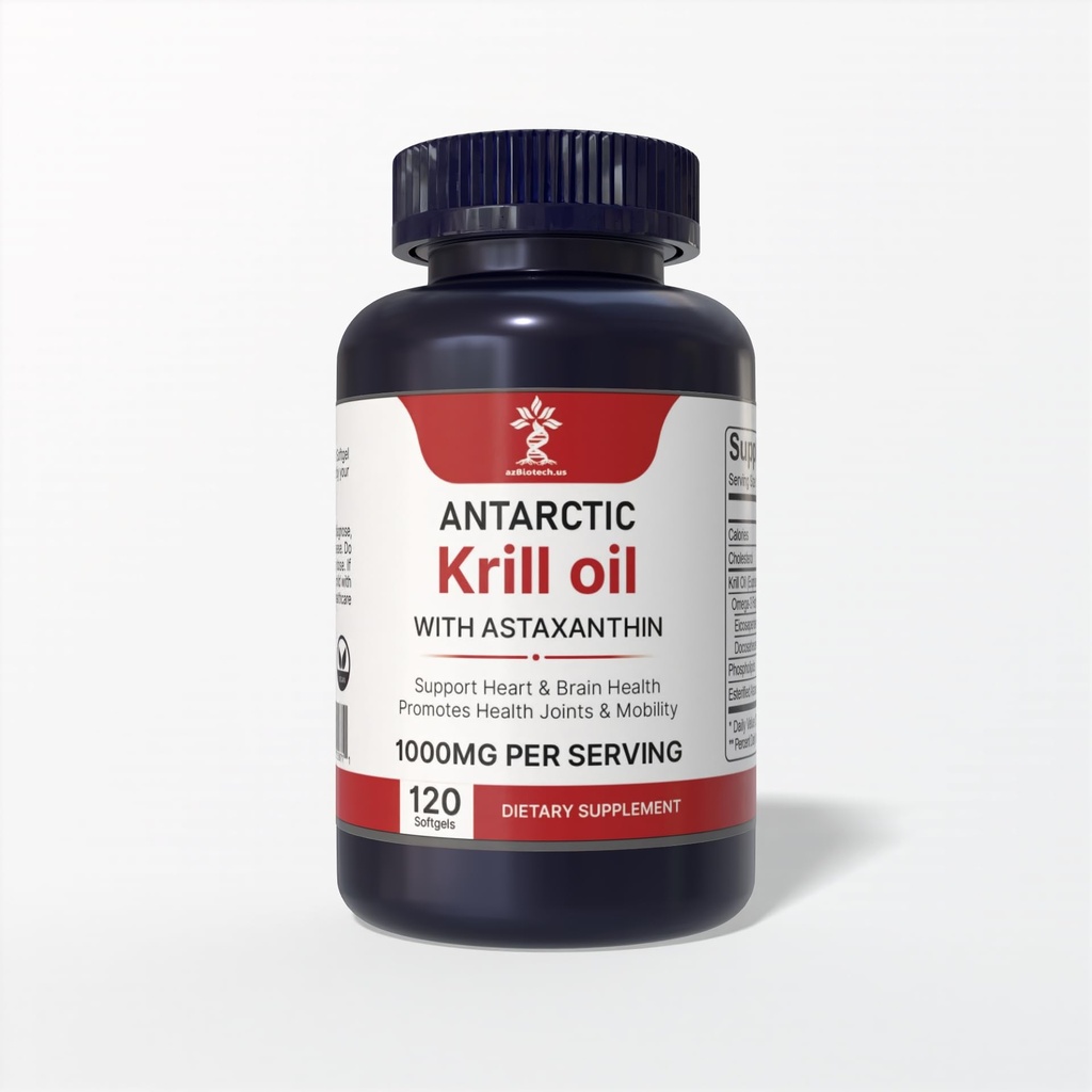 Antarctic Krill Oil 1000mg with Astaxanthin – High Phospholipid Content – 150mg Esterified Astaxanthin, 200mg Phospholipids – Omega-3 Supplement – 1 Softgel Daily – 60 Softgels
