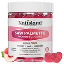 Saw Palmetto for Women Gummies, Organic Saw Palmetto with Pumpkin Seed Oil for Hair Growth, DHT Blocker & Urinary Health, Sugar Free, Vegan, Peach Flavor, 60 Chewable
