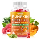 Pumpkin Seed Oil Gummies with Saw Palmetto, 3000mg Per Serving Pumpkin Seed Oil Supplement for Hair Growth, Skin Health, High Pure Extract for Women & Men, Vegan, Raspberry Flavor, 60 Count