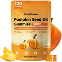 120 Count Pumpkin Seed Oil Gummies with Saw Palmetto | 5,000 mg Cold-Pressed Extract | Sugar-Free Pineapple Flavor | Supports Hair, Skin & Prostate Health | Pumpkin Seed Oil Supplement for Men & Women