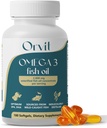 OrvIT Omega 3 Zivju eļļa Softgel 2000 mg - Galīgais EPA DHA papildinājums vīriešiem un sievietēm - Burpless - Nav zivju garša - Neuzliesmojoši 180 Softgels - Organisks, neĢMO - Ražots ASV