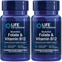Life Extension BioActive Folate & Vitamin B12,Promotes Heart,Brain & GI Tract Health,Non-GMO,Gluten-Free,Vegetarian,90 Capsules,(Pack of 2)