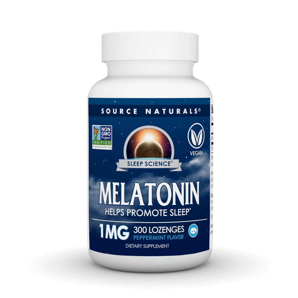 Source Naturals Melatonin Helps Promote Sleep* 1 mg - 300 Peppermint Flavored Lozenges