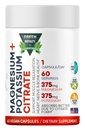 Magnesium Citrate + Potassium 60 Premium Vegan Capsules(Citrate 375 mg) + (375mg Potassium) Non GMO, Gluten Free - High Absorption Supplement Made in USA