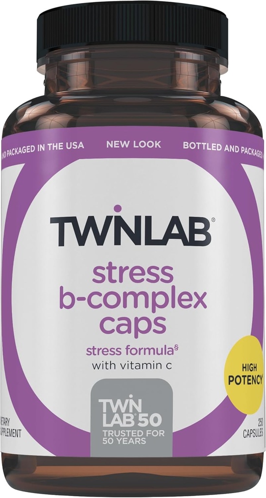 Twinlab Stress B-Complex Caps - Dukungan Energi Tambahan dengan Vitamin B12 dan B6250 Capsules