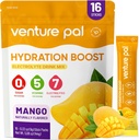 Venture Pal Sugar Free Electrolyte Powder Packets - Flydende Daily IV Hydration Packets # 124; Elektrolytes Drink Mix med 5 Vitamin & 7 Electrolytes # 124; Keto Friendly # 124; Non- GMO # 124; Certified Vegan # 124; 16 Sticks