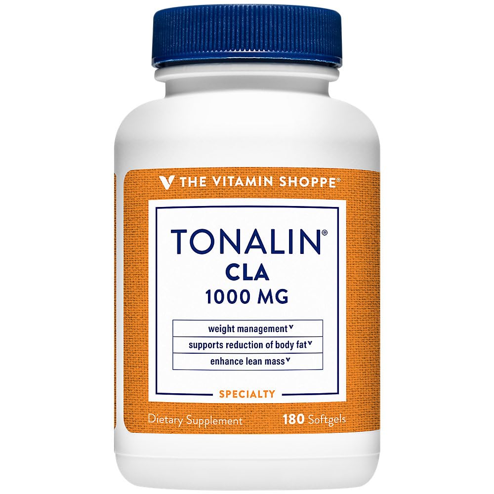 The Vitamin Shoppe Tonalin CLA 1000mg Softgel, Conjugated Linoleic Acid 740mg from Safflower Seeds - Supports Reduction of Body Fat (180 Softgels)