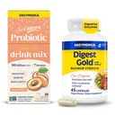 Enzymedica Digest Gold & SubCulture Probiotic Drink Mix Powder - Digestive Enzyme Supplement for Women & Men, Helps Gas & Bloating, Probiotics for Gut Health 50 Billion CFU, Peach Bliss - Pack of 2