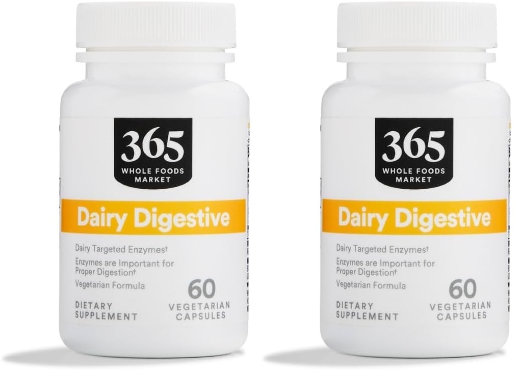 365 by Whole Foods Market, Dairy Digestive Enzymes, 60 Count (Pack of 2)