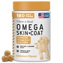 Omega 3 Fish Oil for Dogs - 180 Soft Chews for Itch Relief, Shedding & Hot Spots - Skin and Coat Supplement - Salmon Oil, EPA & DHA - Allergy Chews - Made in USA - Chew + Heal