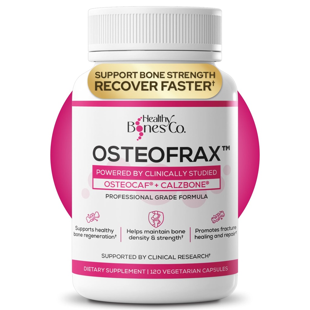 OsteoFrax™ Bone Health Supplement for Women - Cissus Quadrangularis & OsteoCaf®, Vitamin D3 & K2 MK-7, Supports Bone Wellness, 4-Phase Bone Support Formula