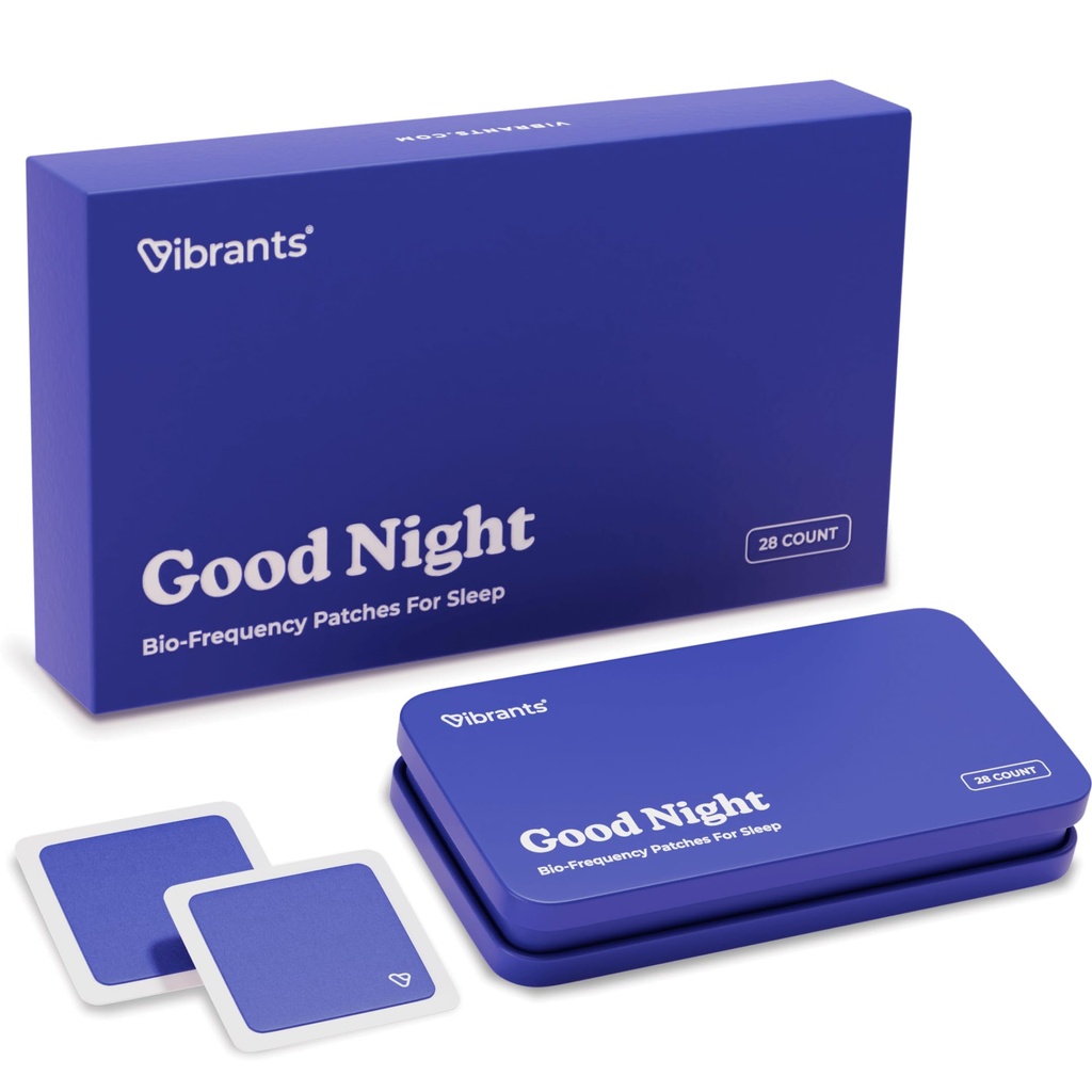 Vibrants Good Night Patches | Natural Bio-Frequency Patches for Sleep | Essential Pack of 28 Plus Refillable Case