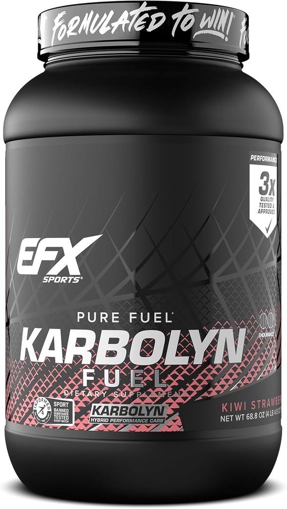 EFX Sports Karbolyn Fuel ← Fast-Absorbing Carbohydrate Powder ← Carb Load, Sostened Energy, Quick Recovery TEN Stimulant Free ← 36 Servings (Kiwi Strawberry)