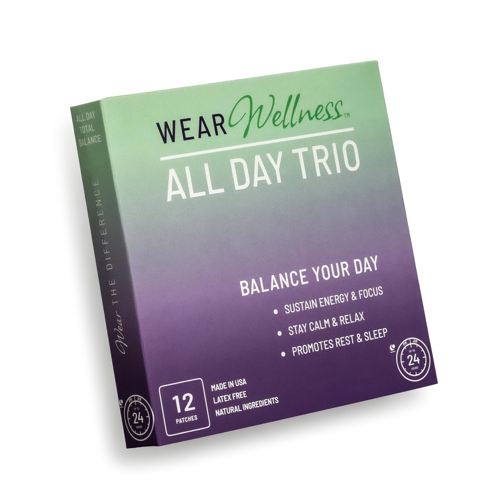 All Day Trio - Unwind, Drift & Clarity Film Patches - Topical Patches for Calm, Focus & Sleep Support - Long-Lasting Effect – 12 Pack