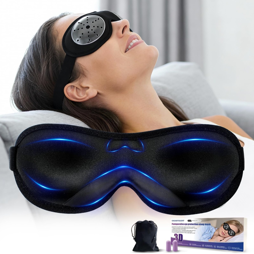 Sleep Eye Mask After Cataract Surgery, Patch Plastic Hard Shield After Surgery with Adjustable Strap, Breathable Eye Patches for Adults Sleeping, Eye Cover for Sleeping After Eye Surgery