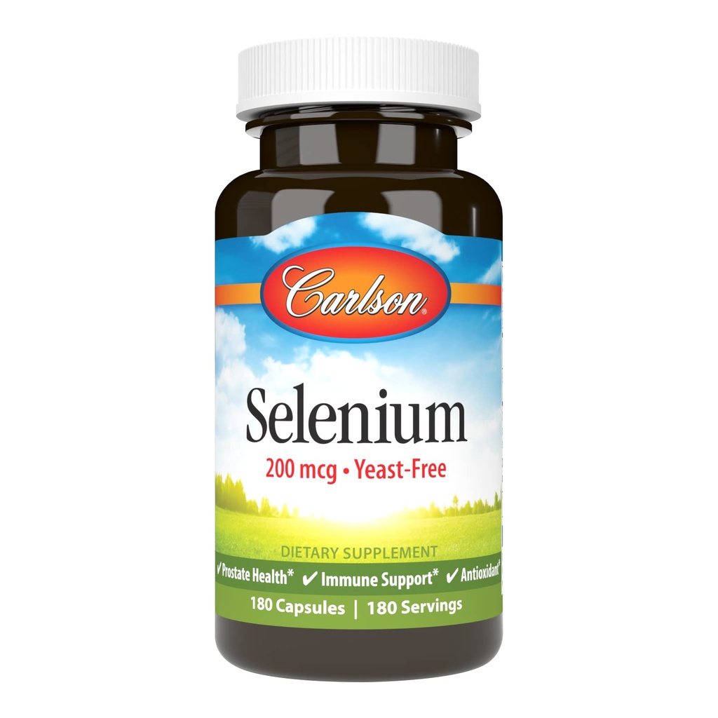 Carlson - Selenium, 200 mcg Yeast-Free, Prostate Health & Immune Support, Antioxidant, 180 capsules