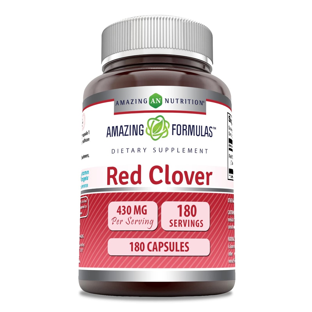 Amazing Formulas Red Clover 430 Mg Supplement | Capsules | Non-GMO | Gluten-Free | Made in USA (1 Pack | 180 Count)