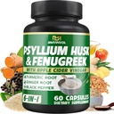 BMVINVOL Psyllium Husk Fiber Supplement t s Fenugreek, Apple Cider Kis, Kurkuma, Ingver, Črna Pepper- Prebava Health Support - 60 kapsul