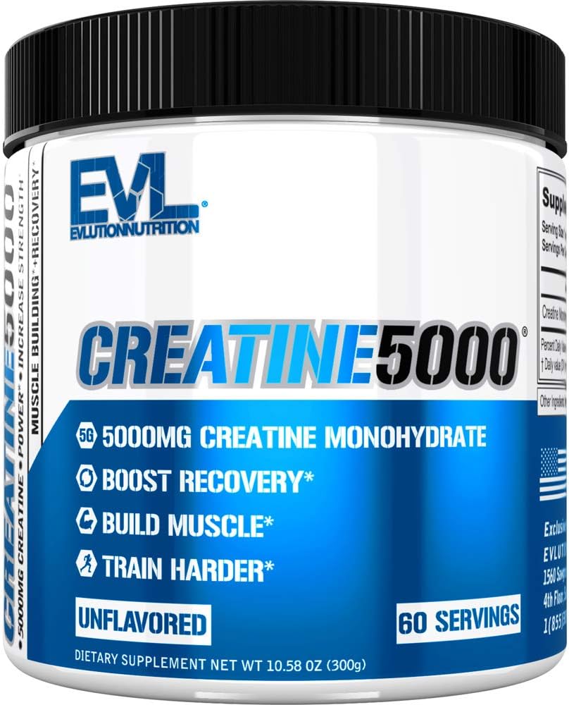 Elution Nutrition Creatin 5000 - podporuje rýchlejšie zotavenie, Lean svalového rastu a výkonu - Pred a po tréningu prášok - 5000 mg Pure Creatin monohydrate per Serving - 60 Servings - Nepríchuť